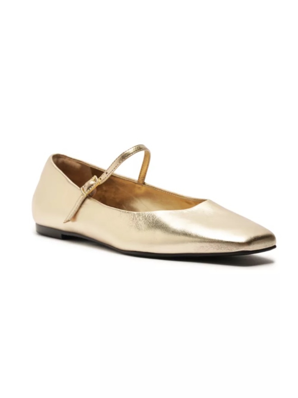Arezzo Eleanor Metallic Gold Mary Jane Flats Ballet Loafers